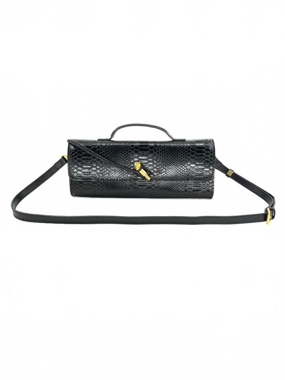 NEW BC HANDBAGS women's gold hardware snake print mini clutch in black